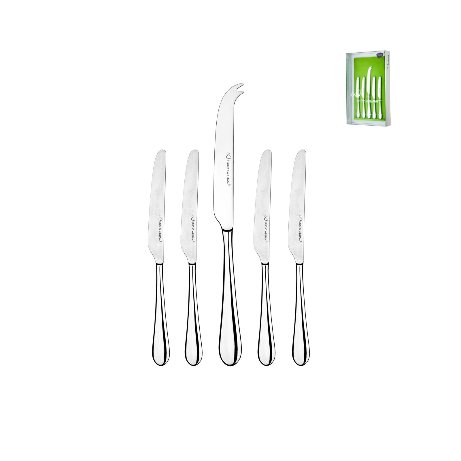 Studio William Mulberry Mirror Cheese and Butter Knife Set of 5-Goviers