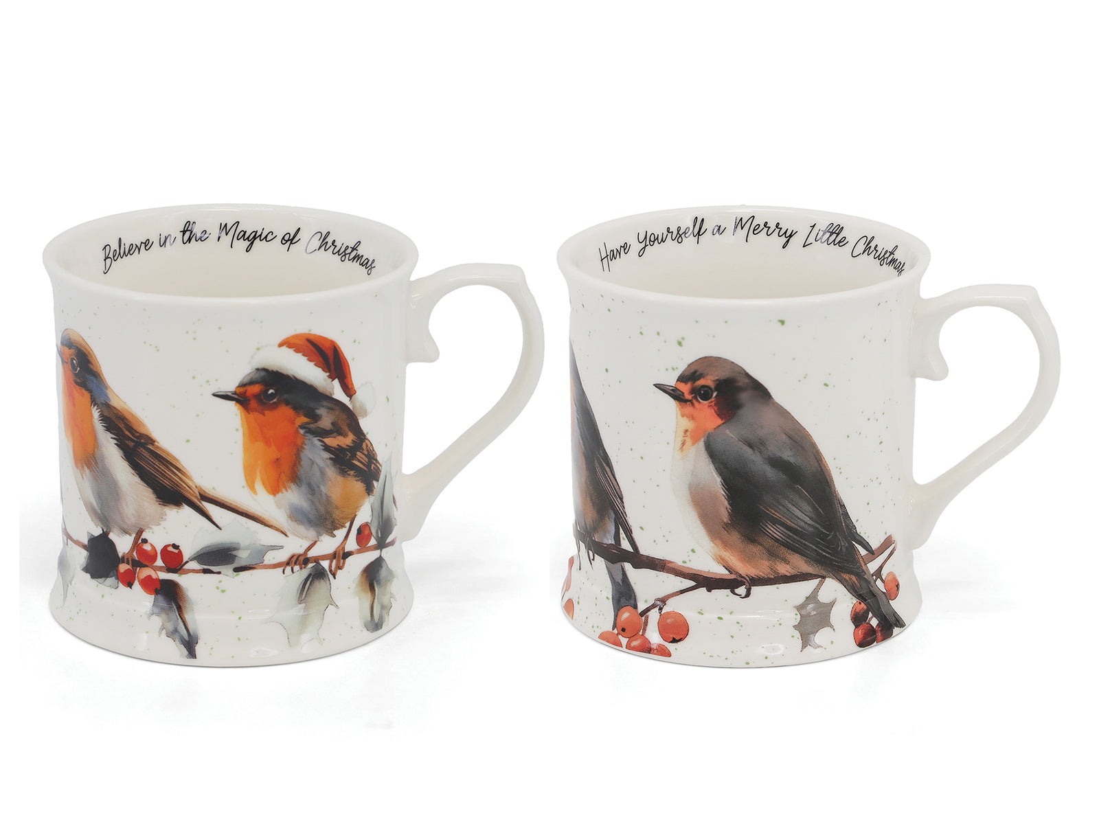 Tipperary Christmas Robins Tankard Mugs Set of 2-Goviers