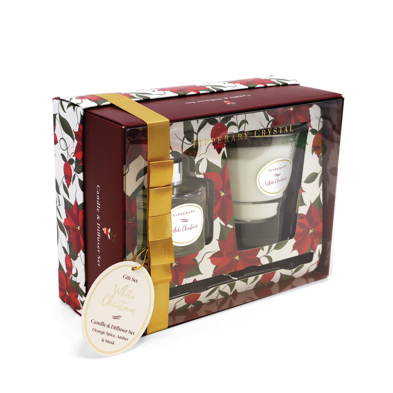 Tipperary Poinsettia Candle & Diffuser Set - White Christmas-Goviers