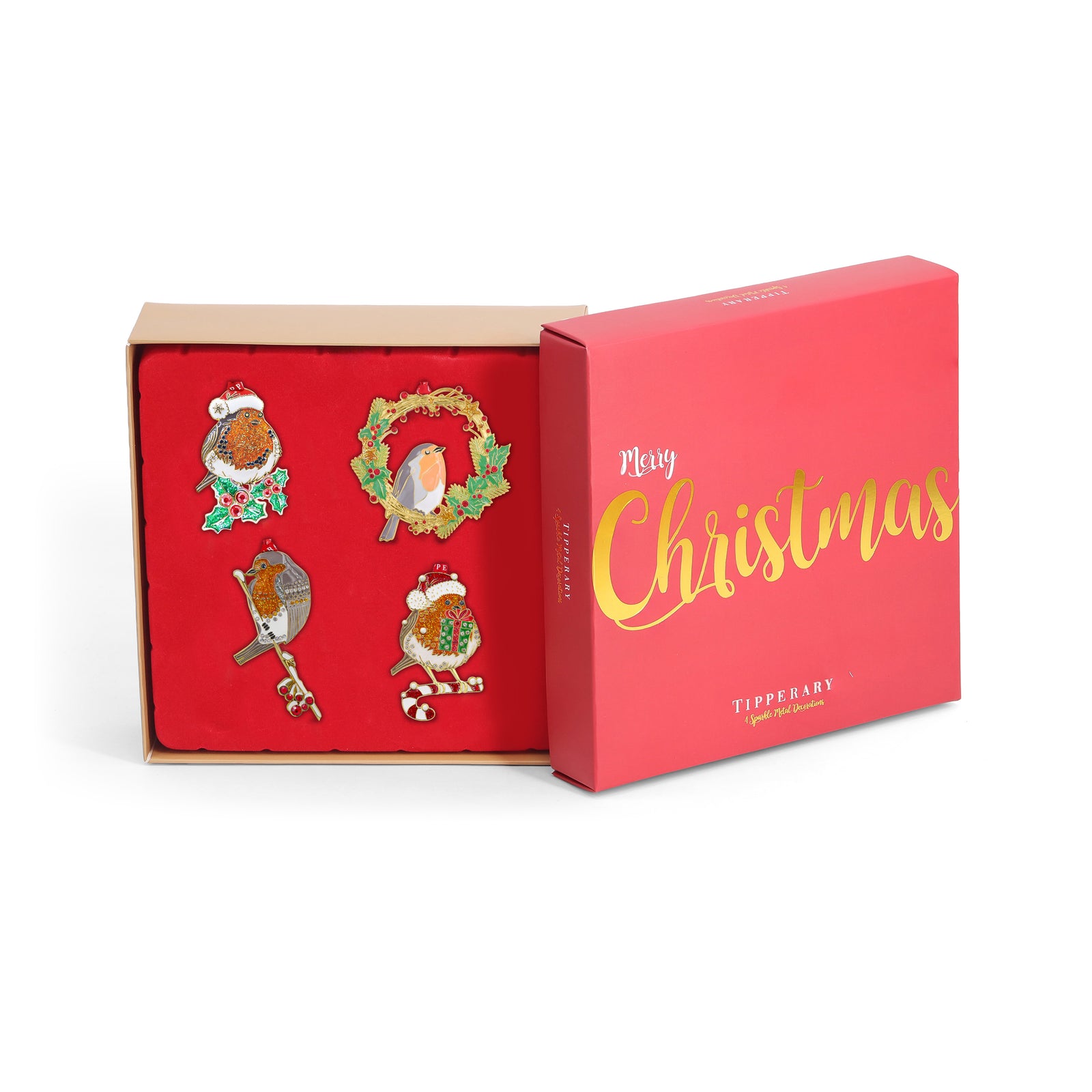 Tipperary Sparkle Robin Tree Decorations Set of 4-Goviers