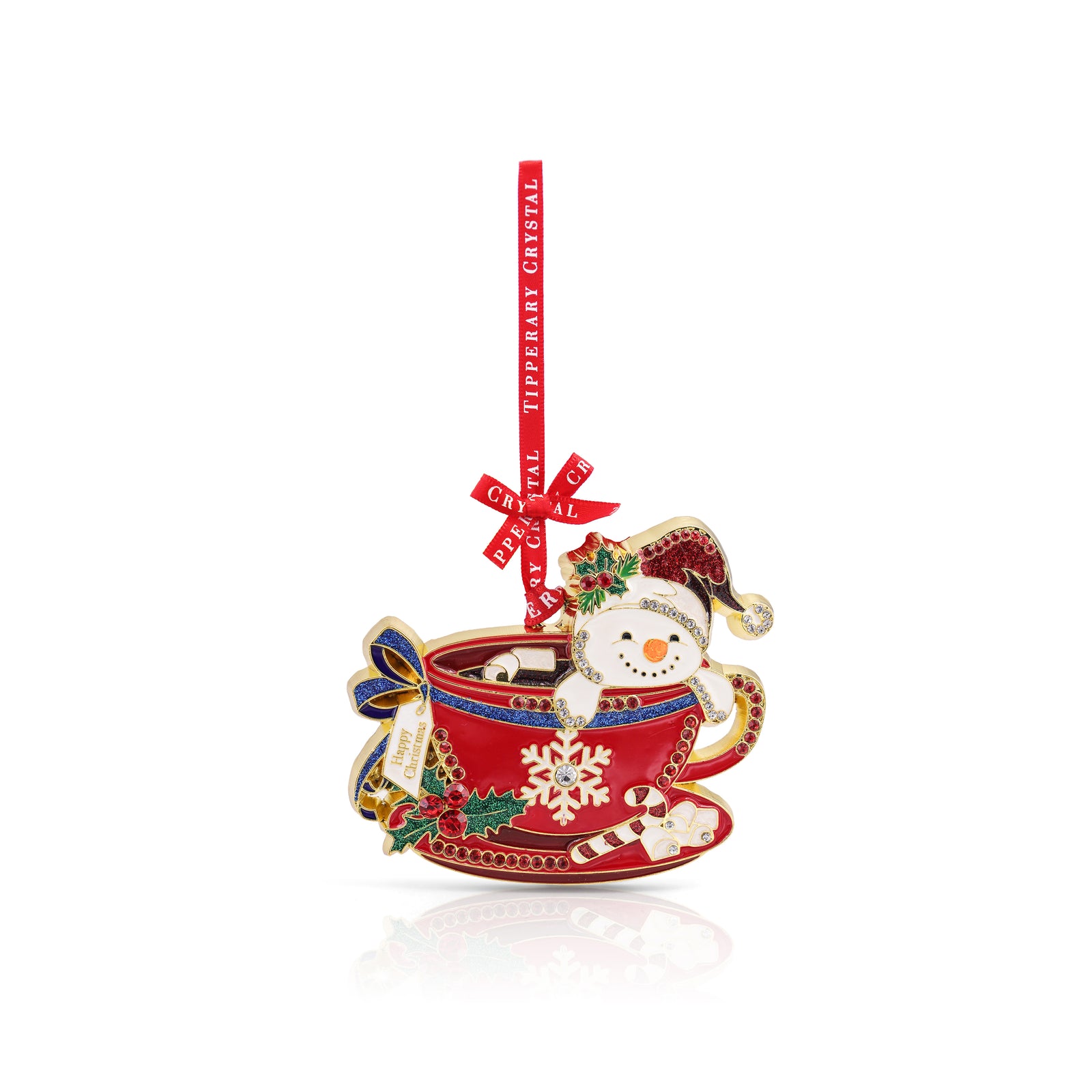Tipperary Sparkle Snowman in a Teacup Christmas Tree Decoration-Goviers