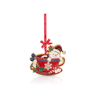 Tipperary Sparkle Snowman in a Teacup Christmas Tree Decoration-Goviers