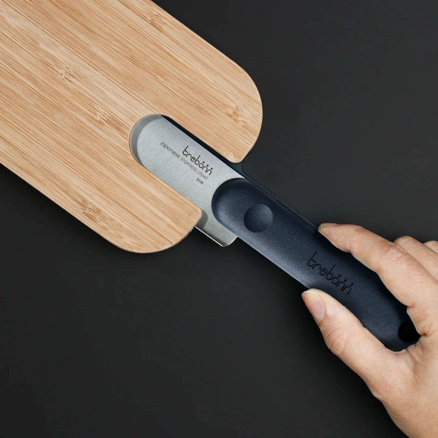 Trebonn Artu Cutting Board With Salami Knife 18cm (Black Edition)-Goviers