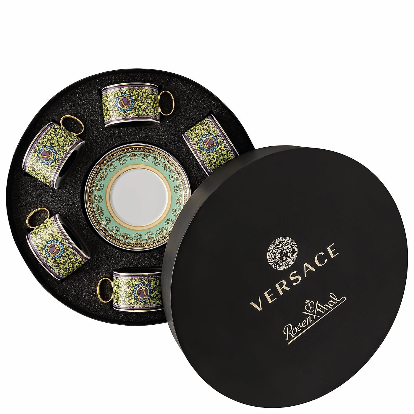 Versace Barocco Mosaic Teacup & Saucer Set of 6-Goviers