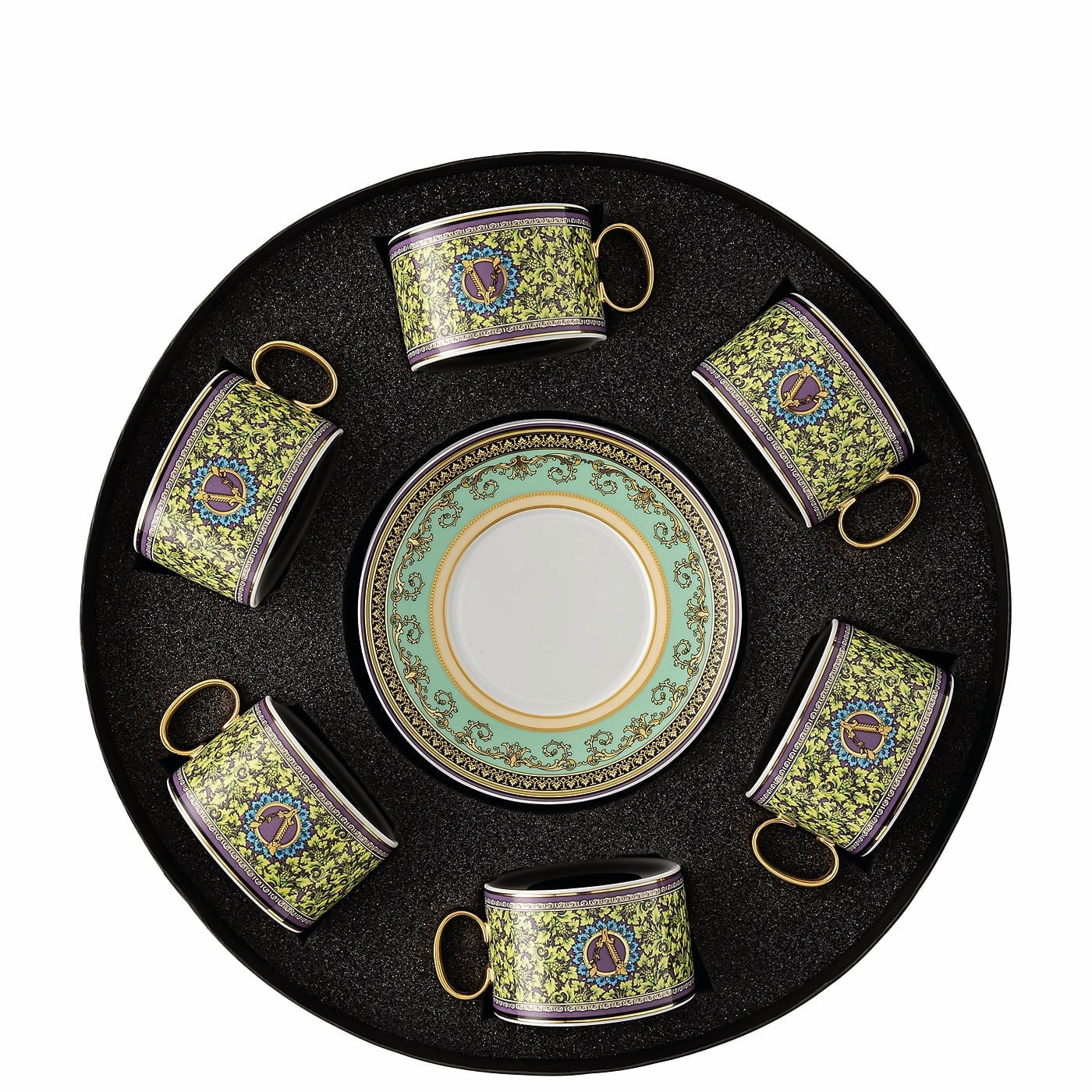 Versace Barocco Mosaic Teacup & Saucer Set of 6-Goviers