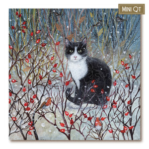 Victory Wooden Puzzles Cat With Berries And Robins MINI QT Jigsaw