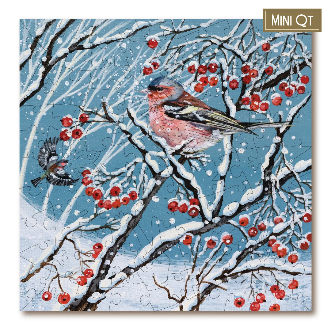 Victory Wooden Puzzles Chaffinches And Berries MINI QT Jigsaw-Goviers
