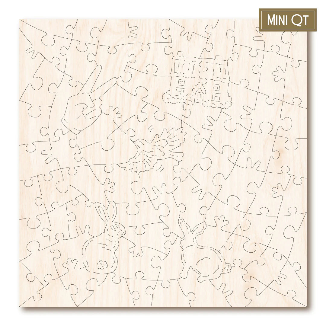 Victory Wooden Puzzles Cottage Garden and Winter Rabbits Mini QT-Goviers