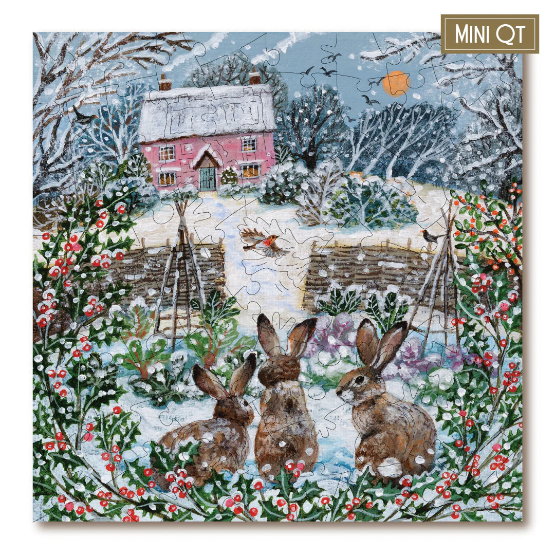 Victory Wooden Puzzles Cottage Garden and Winter Rabbits Mini QT-Goviers
