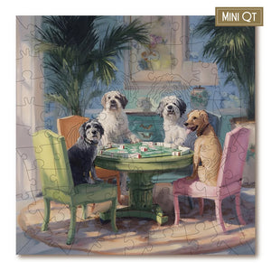 Victory Wooden Puzzles Dogs Playing Mahjong MINI QT Jigsaw