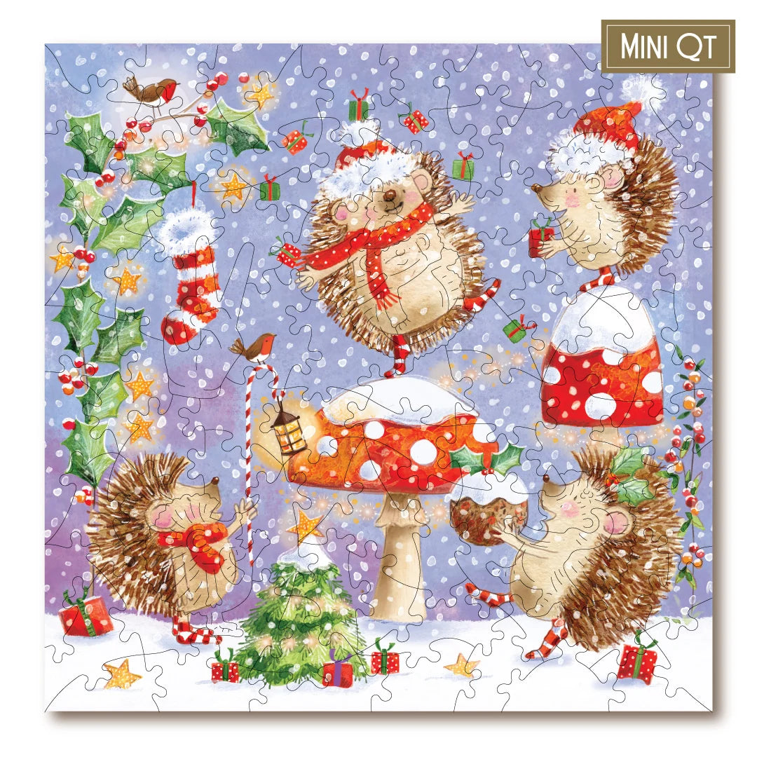 Victory Wooden Puzzles Festive Hedgehogs MINI QT Jigsaw-Goviers