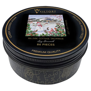 Victory Wooden Puzzles Hillside Cottage Snowman MINI QT Jigsaw