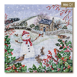 Victory Wooden Puzzles Hillside Cottage Snowman MINI QT Jigsaw