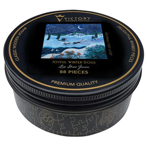 Victory Wooden Puzzles Joyful Winter Dogs MINI QT Jigsaw