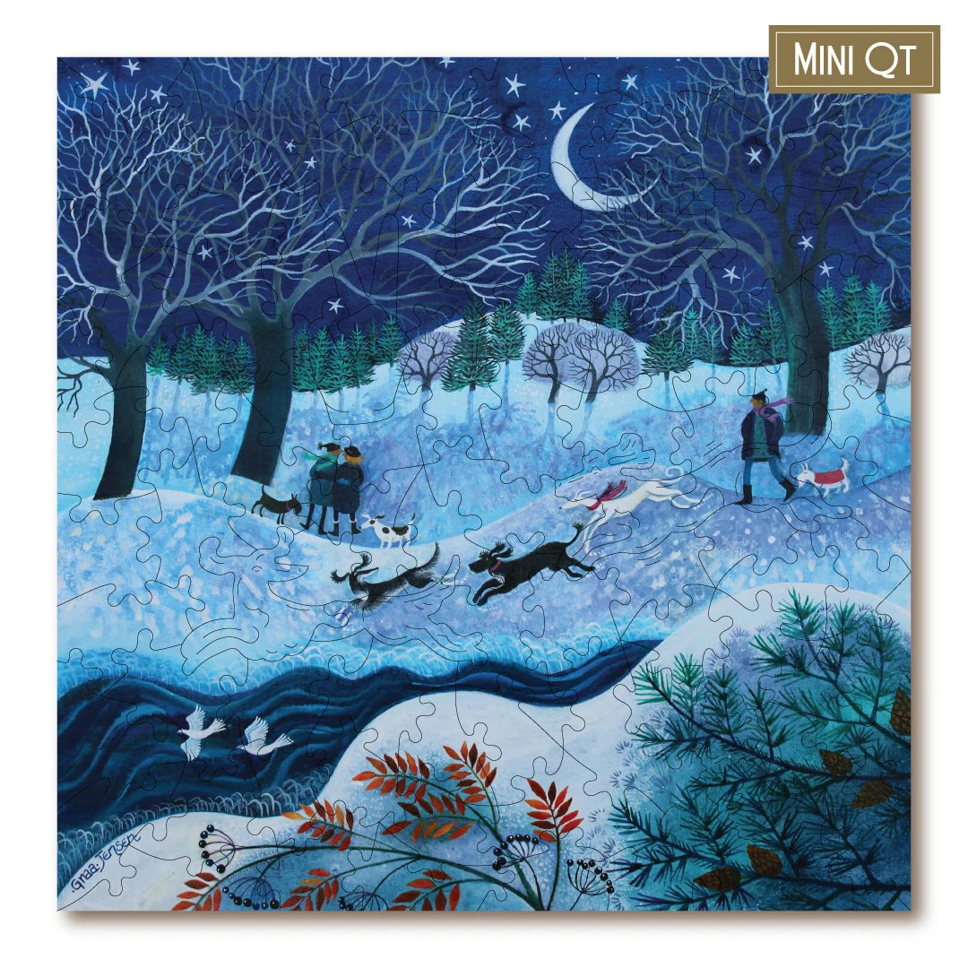 Victory Wooden Puzzles Joyful Winter Dogs MINI QT Jigsaw-Goviers
