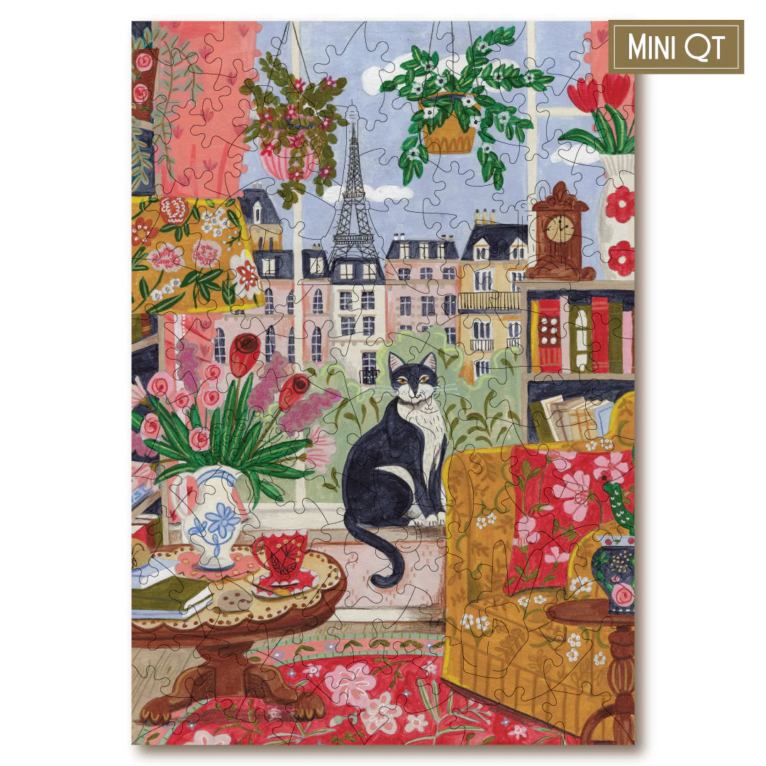 Victory Wooden Puzzles Paris Window Cat MINI QT Jigsaw-Goviers