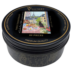 Victory Wooden Puzzles Purrfect Parisiene Breakfast MINI QT Jigsaw