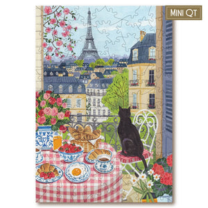 Victory Wooden Puzzles Purrfect Parisiene Breakfast MINI QT Jigsaw