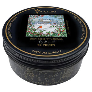 Victory Wooden Puzzles Snow Scene with Robins Mini QT-Goviers