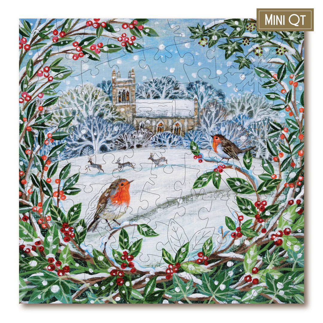 Victory Wooden Puzzles Snow Scene with Robins Mini QT-Goviers