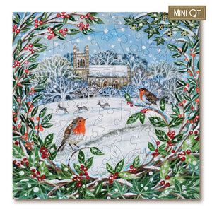Victory Wooden Puzzles Snow Scene with Robins Mini QT-Goviers
