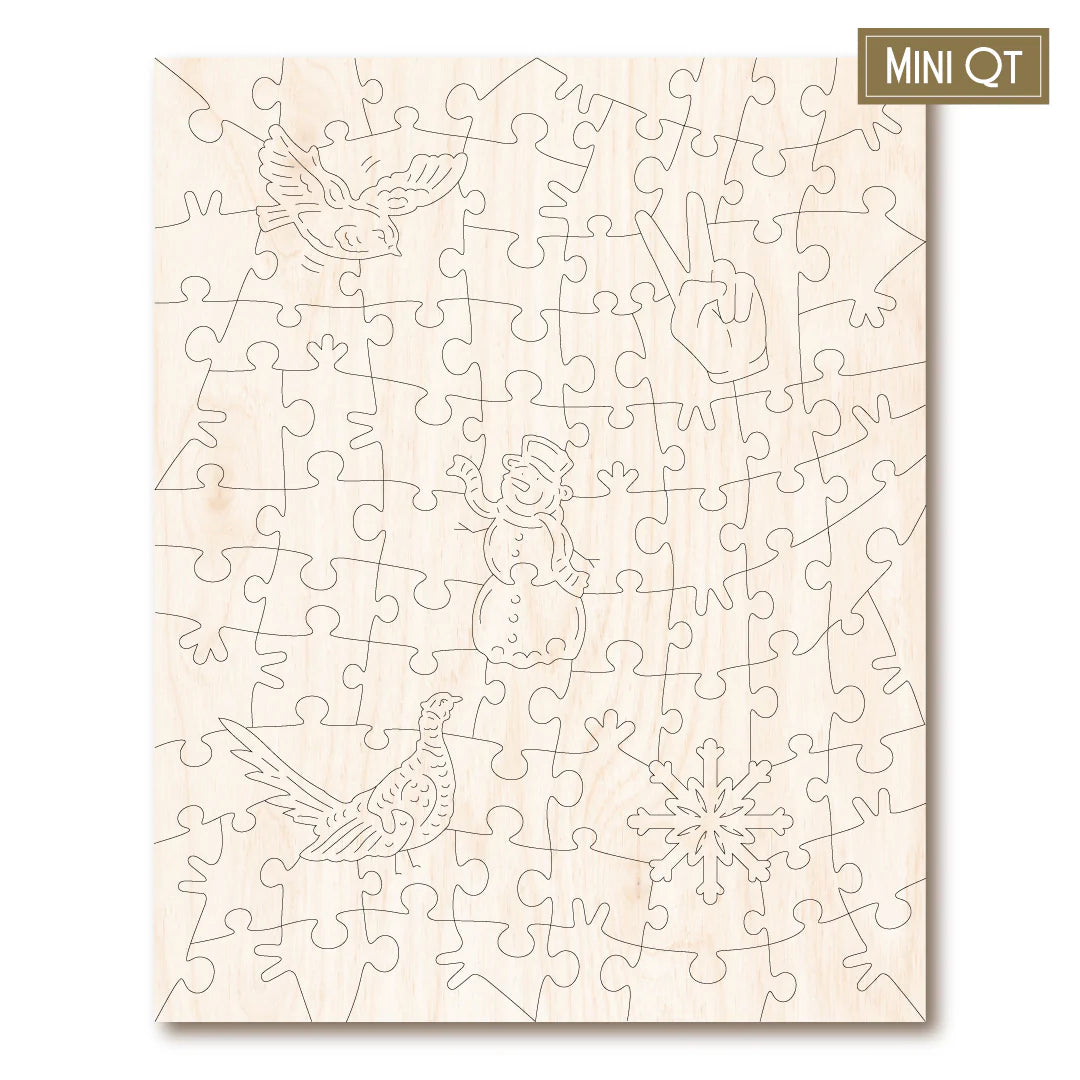 Victory Wooden Puzzles Snowman and Winter Birds Mini QT-Goviers