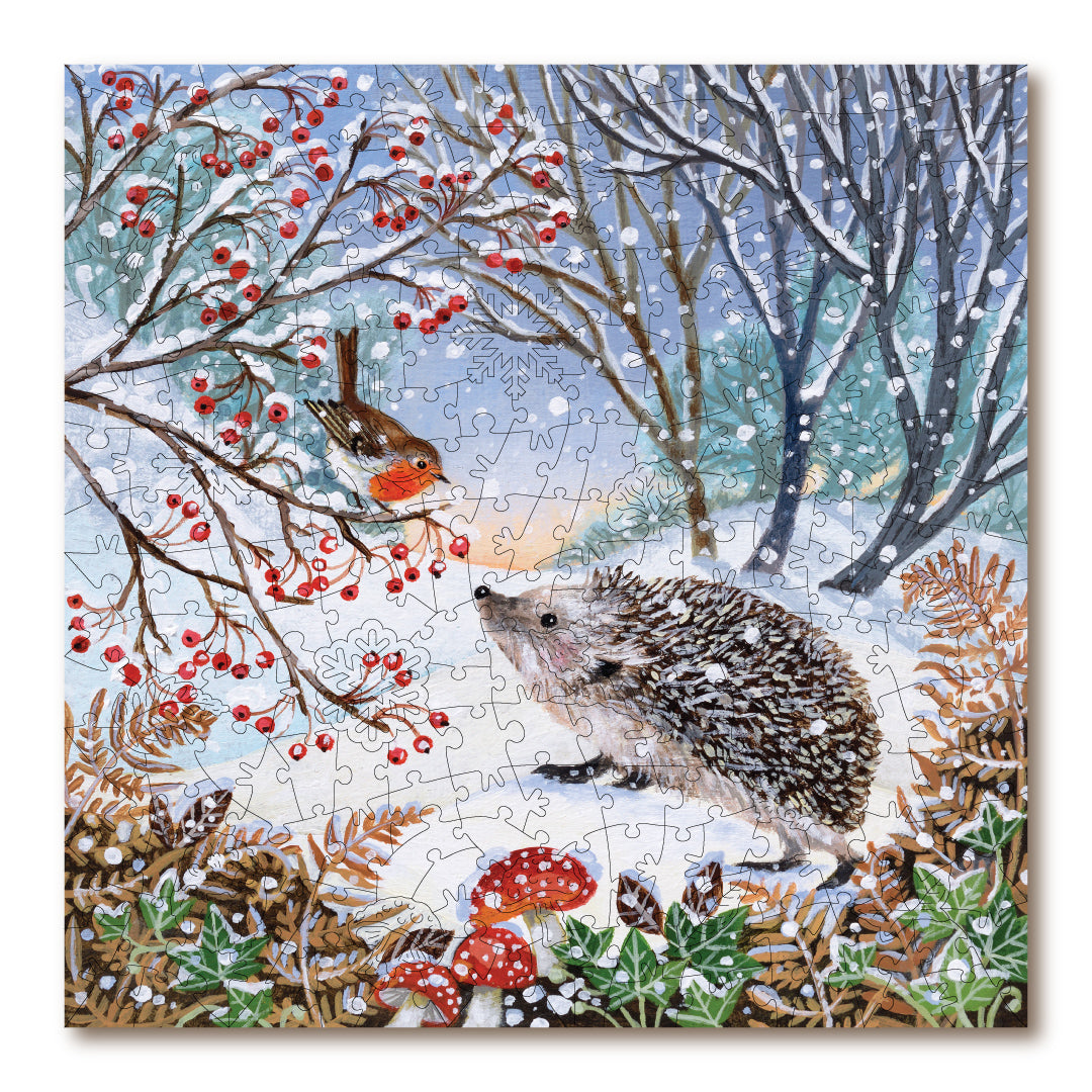 Victory Wooden Puzzles Snowy Hedgehog and Robin-Goviers
