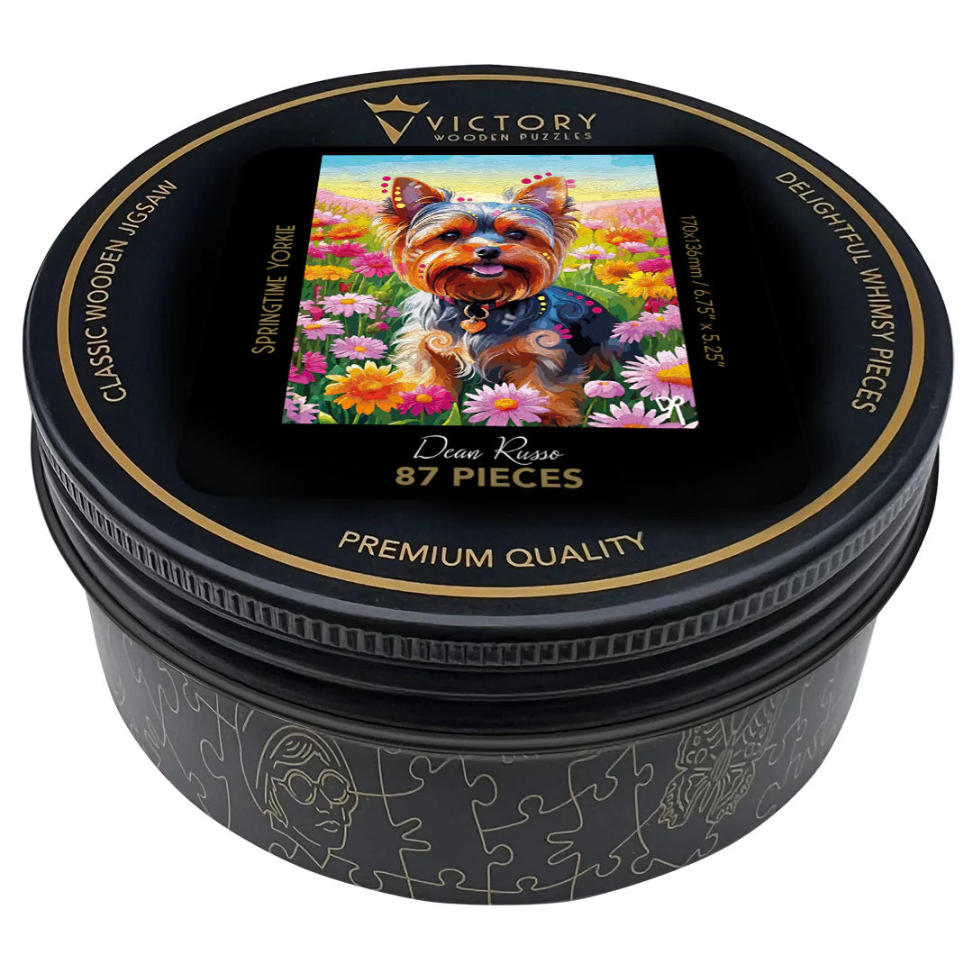 Victory Wooden Puzzles Springtime Yorkie MINI QT-Goviers