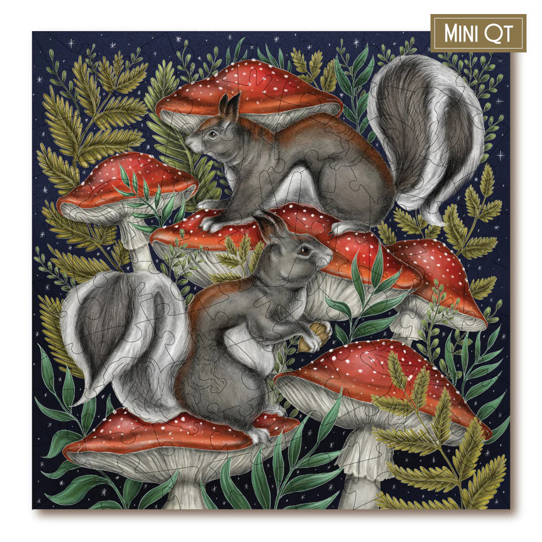 Victory Wooden Puzzles Squirrels & Mushrooms MINI QT Jigsaw-Goviers