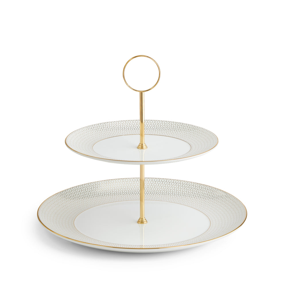 Wedgwood Gio Gold 2 Tier Cake Stand-Goviers