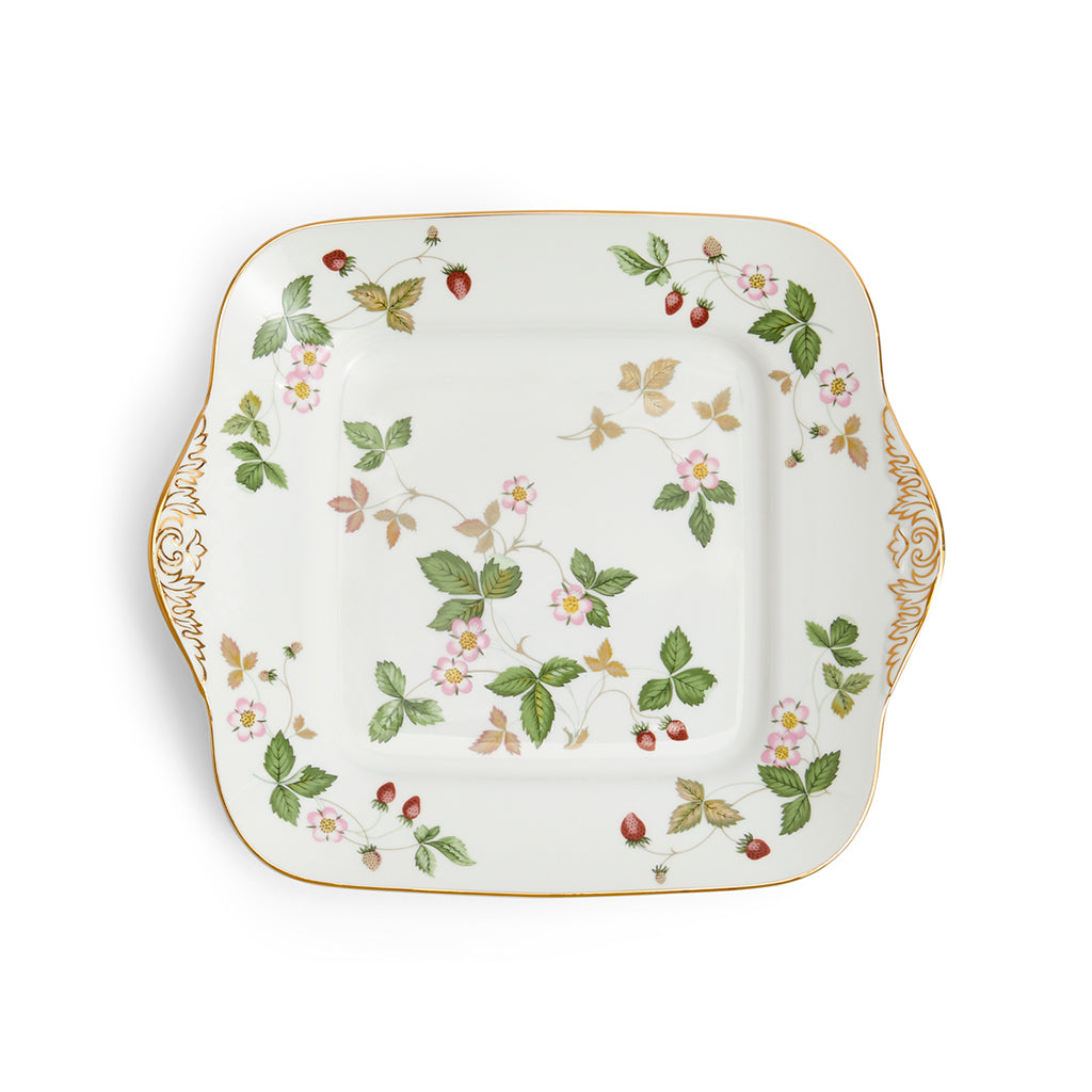 Wedgwood Wild Strawberry Square Cake Plate 27cm-Goviers