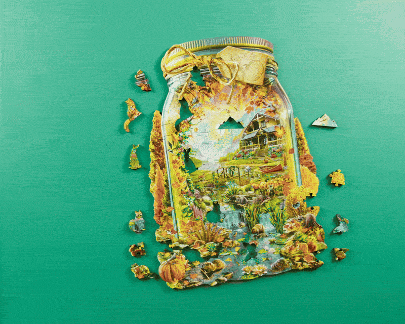 Wentworth Autumn in a Jar Wooden Puzzle - 240 Pieces-Goviers