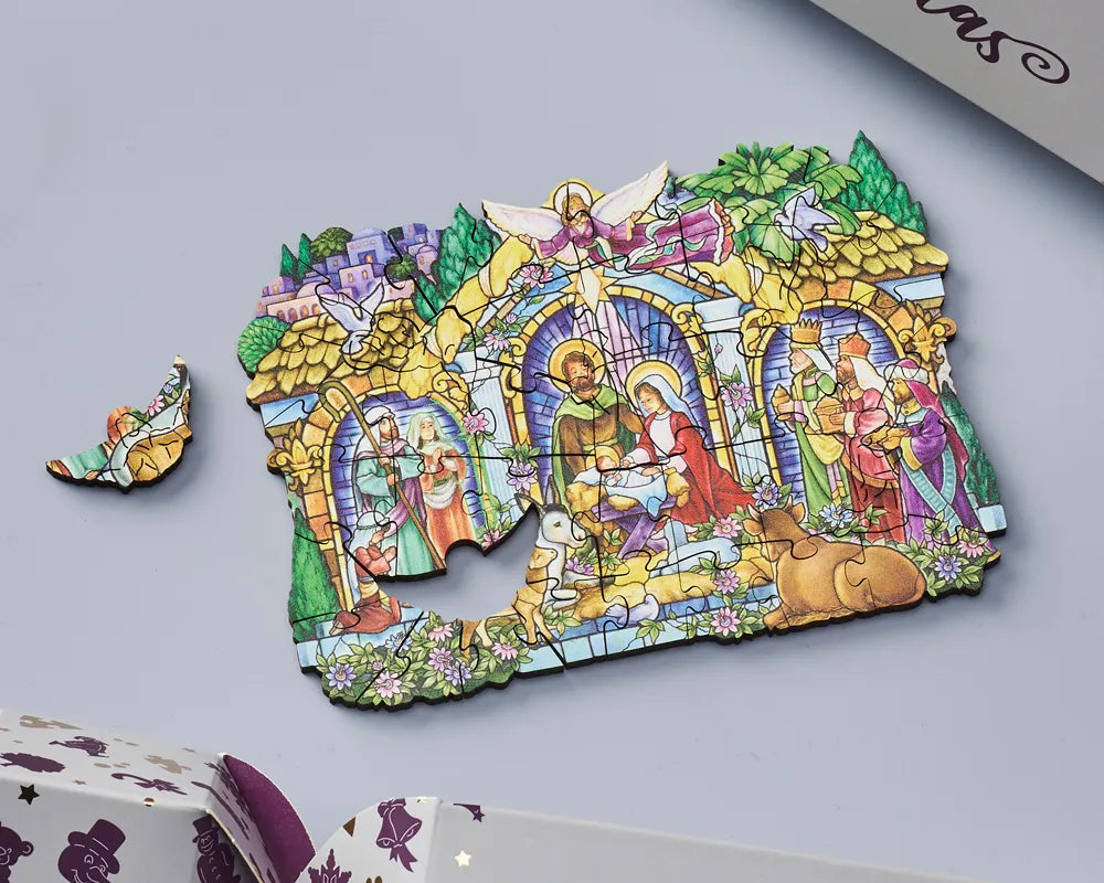 Wentworth Nativity Window Wooden Puzzle Christmas Cracker-Goviers