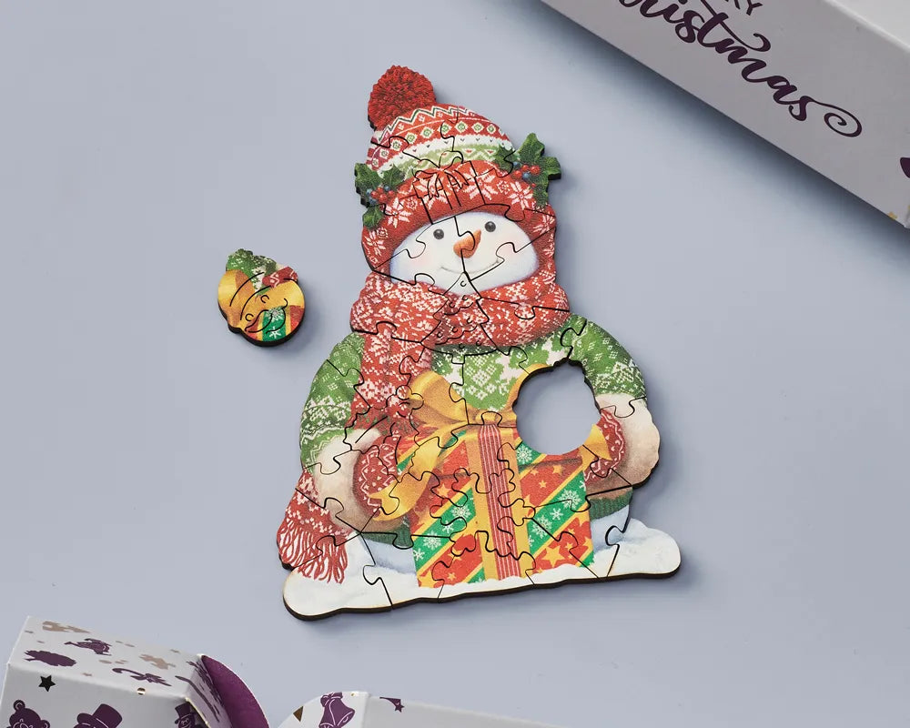 Wentworth Snowman Wooden Puzzle Christmas Cracker-Goviers