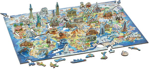 Wentworth Wonderful World Map Stand-Up Piece Wooden Puzzle - 600 Pieces-Goviers