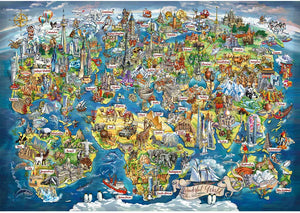 Wentworth Wonderful World Map Stand-Up Piece Wooden Puzzle - 600 Pieces-Goviers