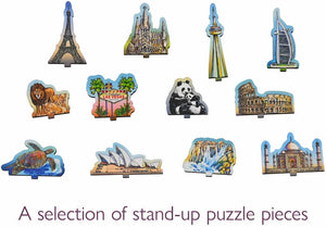 Wentworth Wonderful World Map Stand-Up Piece Wooden Puzzle - 600 Pieces-Goviers