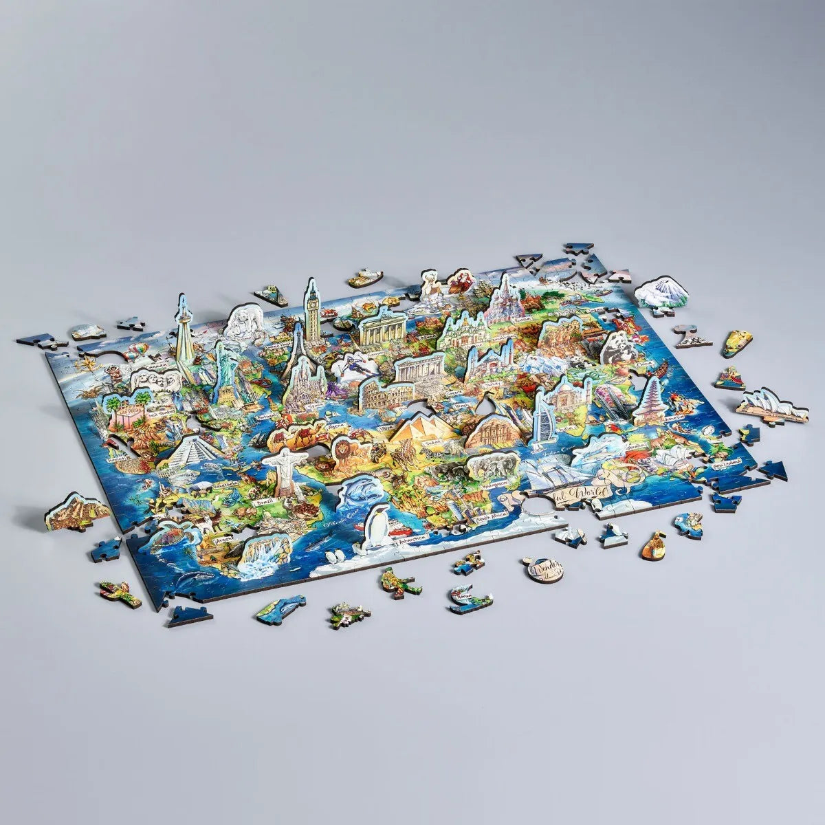 Wentworth Wonderful World Map Stand-Up Piece Wooden Puzzle - 600 Pieces-Goviers