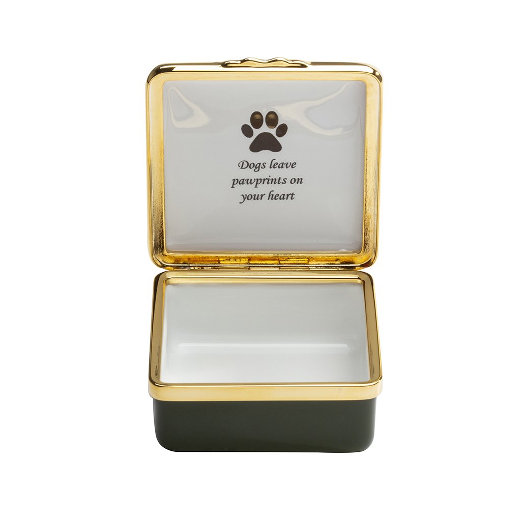 Halcyon Days Dogs Leave Pawprints On Your Heart Enamel Box-Collectables-Goviers