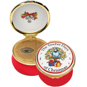 Halcyon Days The Twelve Days of Christmas Musical Enamel Box-Christmas-Goviers