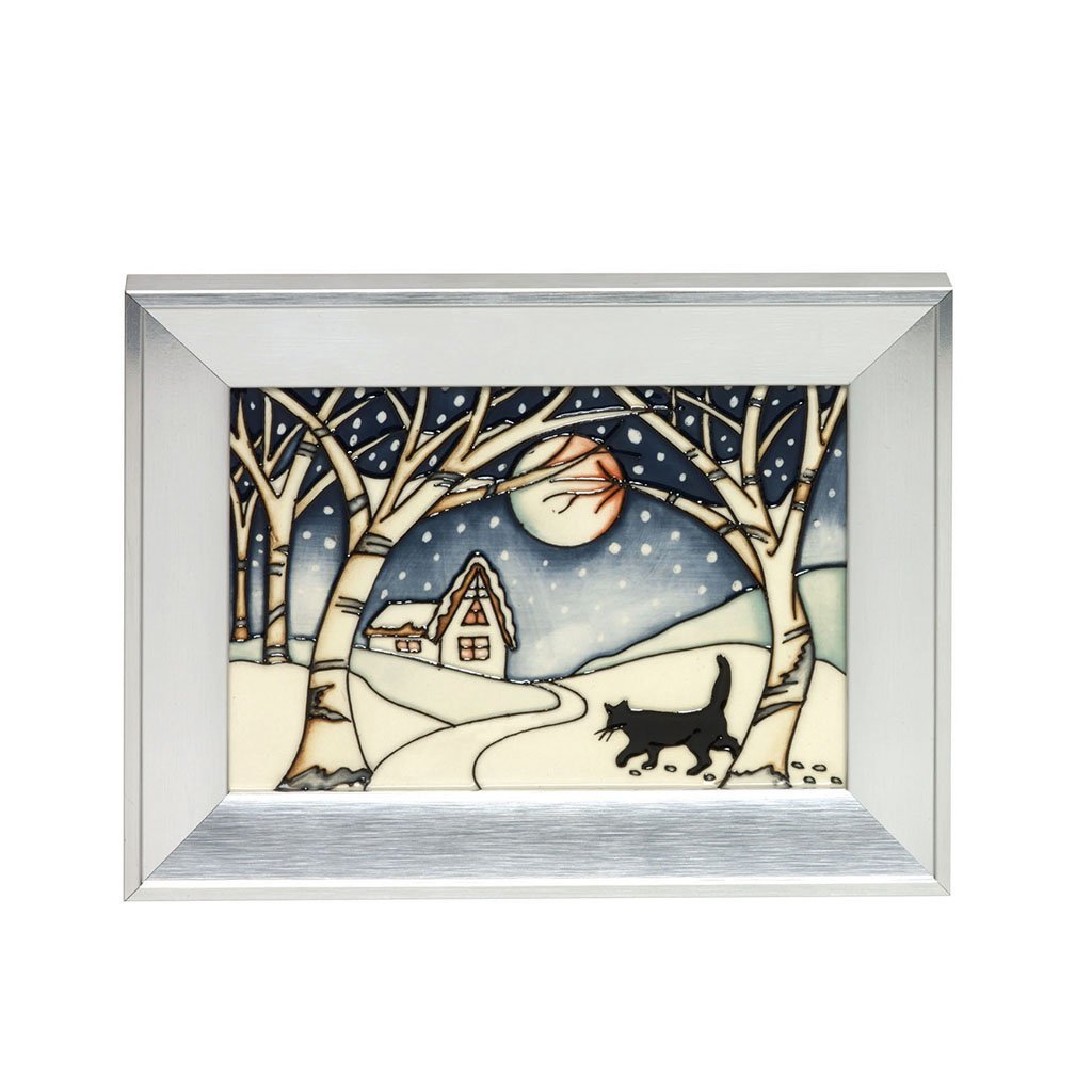 Moorcroft Plaque Mr Coal The Christmas Cat - Open Edition-Home Accessories-Goviers