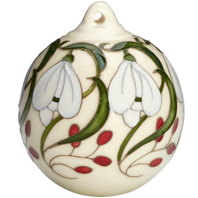 Moorcroft Snowdrop Ribbon Bauble | Made to Order-Collectables-Goviers