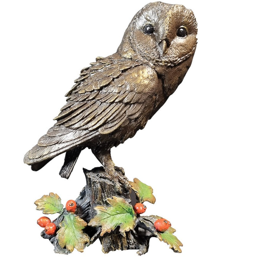 Richard Cooper Barn Owl with Hawthorn-Bronzes-Goviers