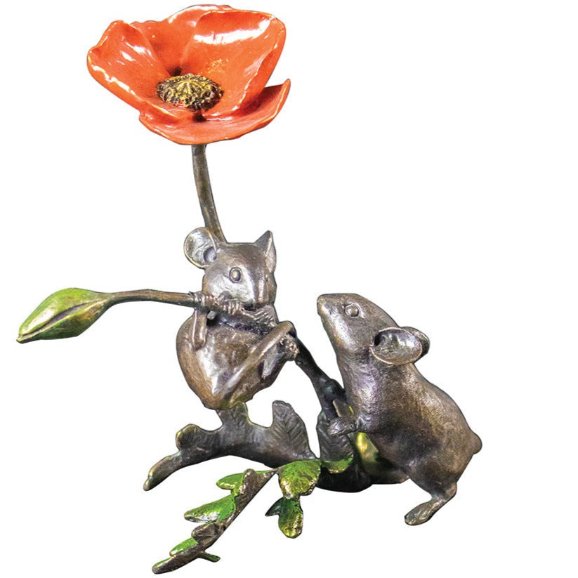 Richard Cooper Mice with Poppy-bronzes-Goviers