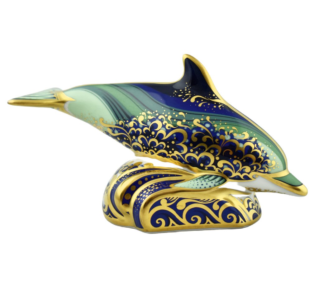Royal Crown Derby Baby Bottlenose Dolphin-Paperweights-Goviers