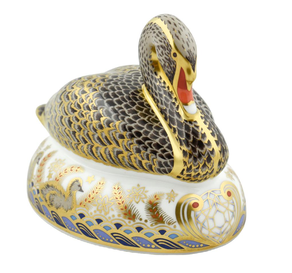 Royal Crown Derby Black Swan Golden Jubilee-Paperweights-Goviers