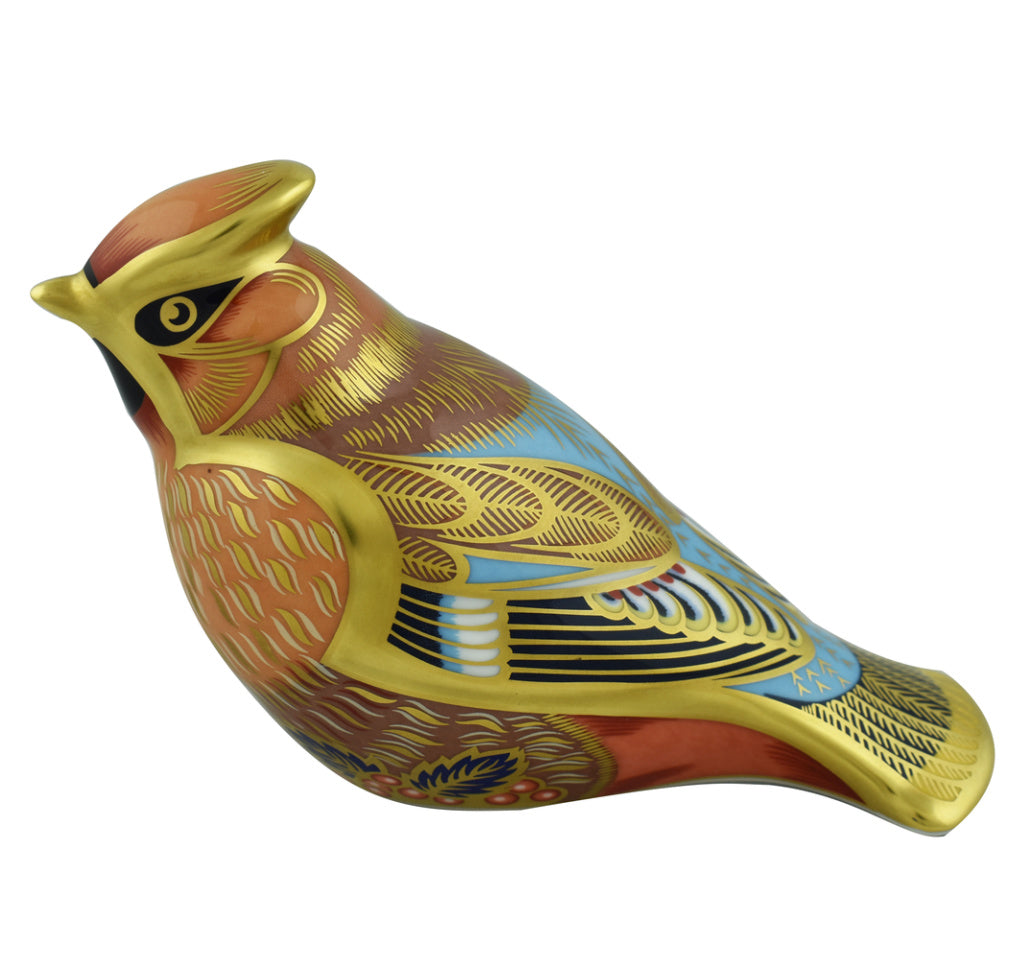 Royal Crown Derby Bohemian Waxwing-Paperweights-Goviers
