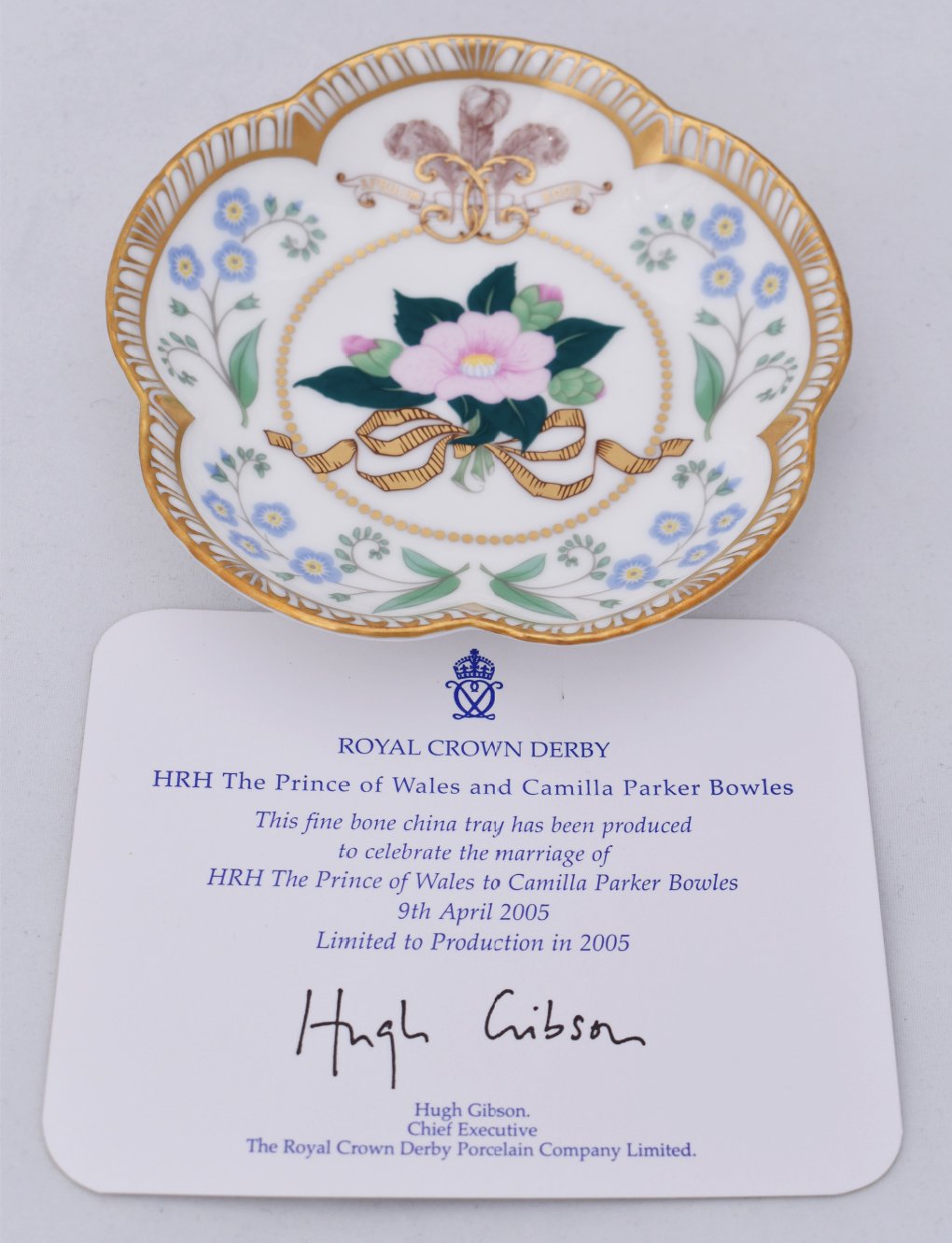 Royal Crown Derby Charles & Camilla Wedding 5 Petal Tray-Collectables-Goviers