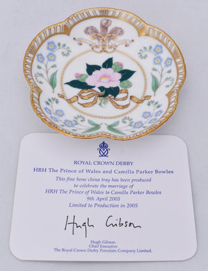 Royal Crown Derby Charles & Camilla Wedding 5 Petal Tray-Collectables-Goviers