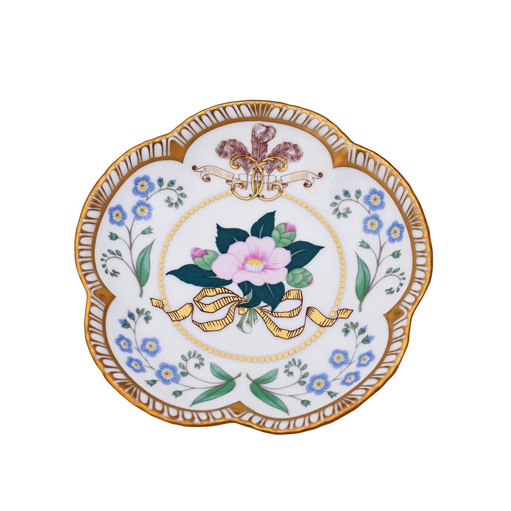 Royal Crown Derby Charles & Camilla Wedding 5 Petal Tray-Collectables-Goviers